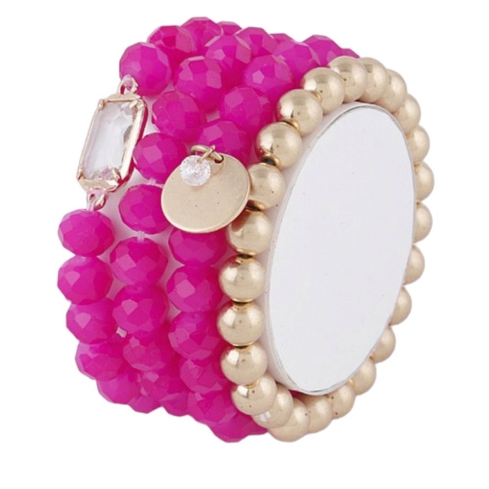 NEW Hot Pink and Gold charm bracelet